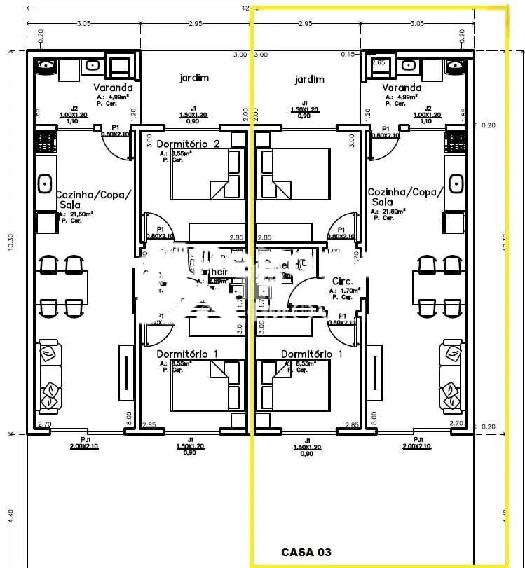 Casa, 2 quartos, 54 m² - Foto 13