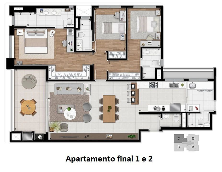 Apartamento Alto Padrão no Champagnat: 154m² Privativos, 3 Suítes, 2 Vagas e Planta Espaçosa com 4 Banheiros