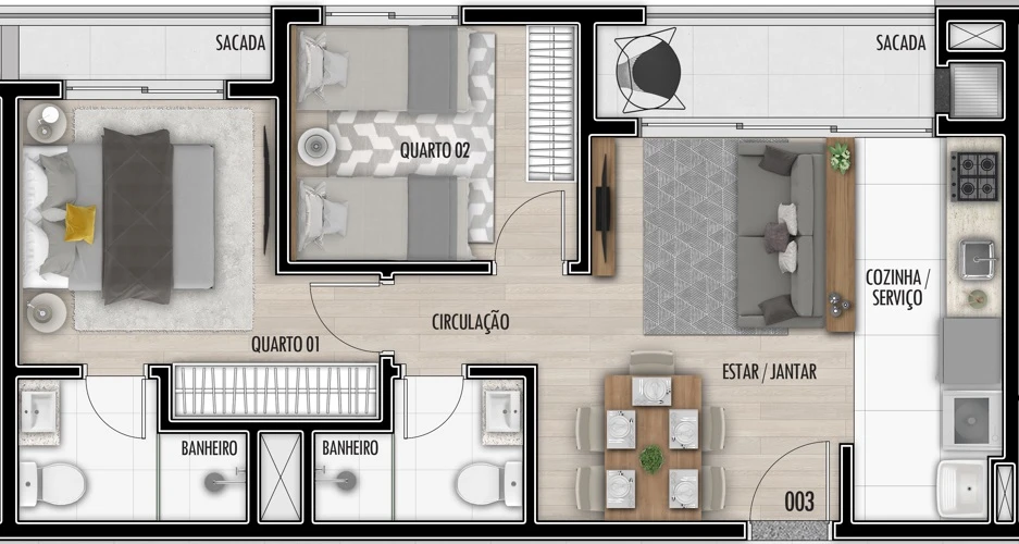 Apartamento, 3 quartos, 58 m² - Foto 17