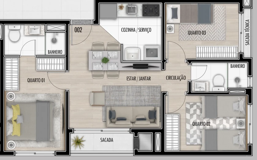 Apartamento, 3 quartos, 58 m² - Foto 16