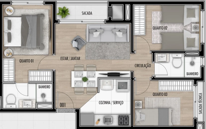 Apartamento, 3 quartos, 58 m² - Foto 15
