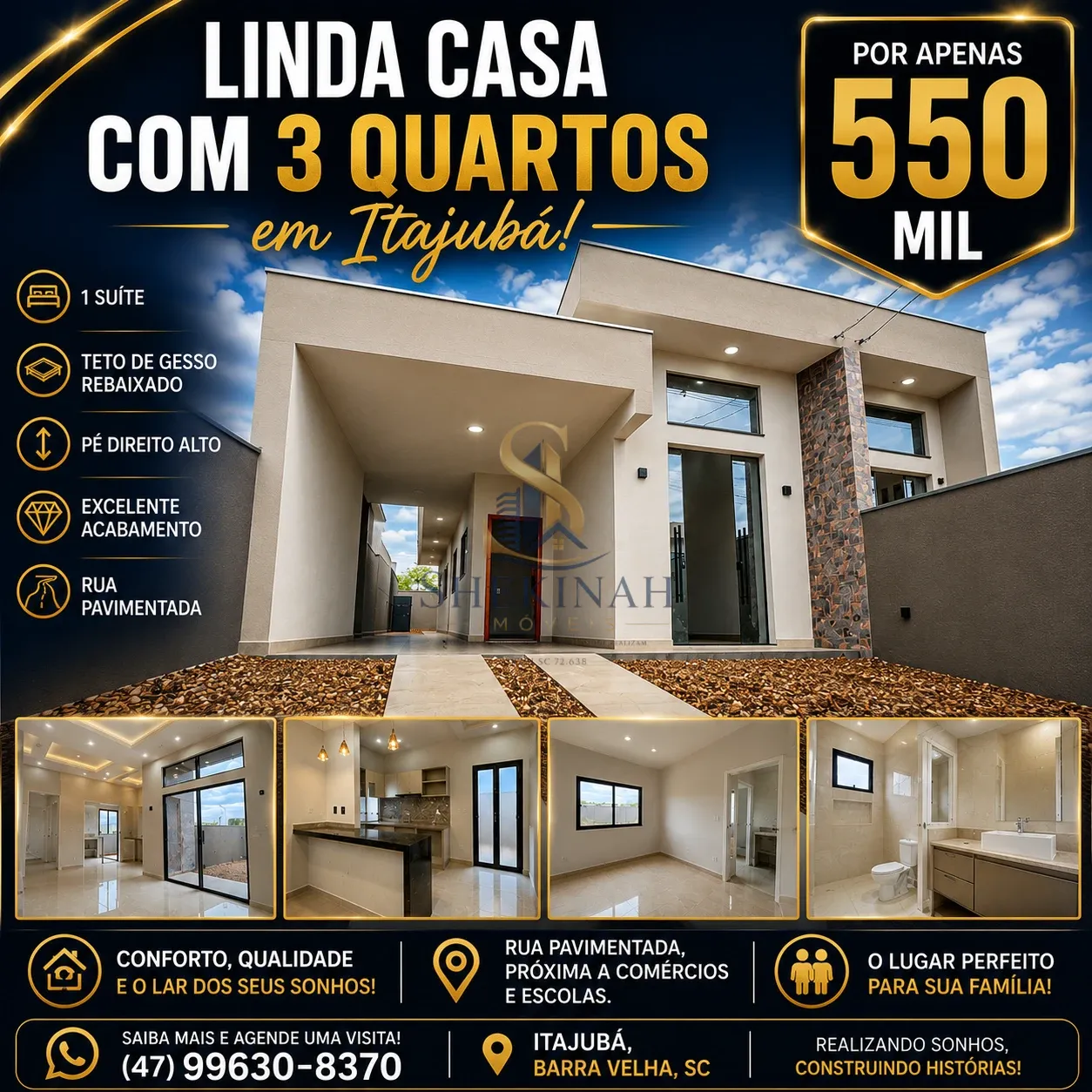 CASA DE 3 QUARTOS EM ITAJUBÁ, BV, SC