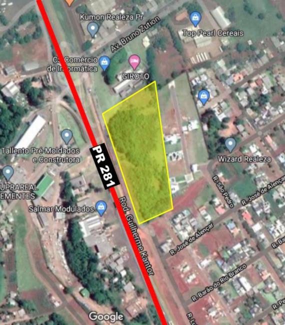 WBarroso Imóveis Apresenta - Excelente terreno com 21558,40 m², localizado no centro da cidade de Realeza - Paraná, é ideal para loteamento.
