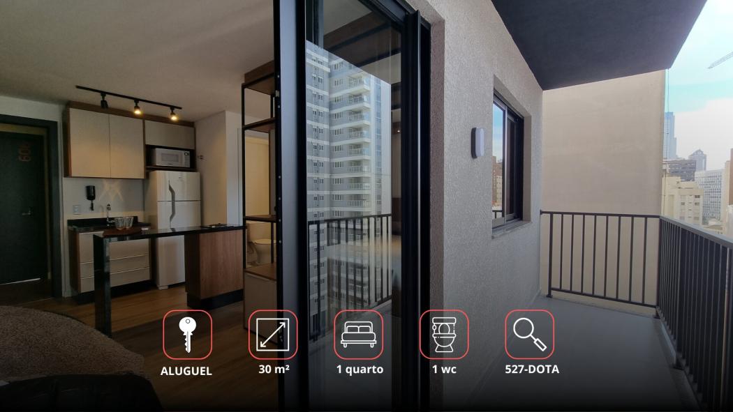 Studio mobiliado no BF2211 – 9º andar | Face Leste | Centro – Curitiba