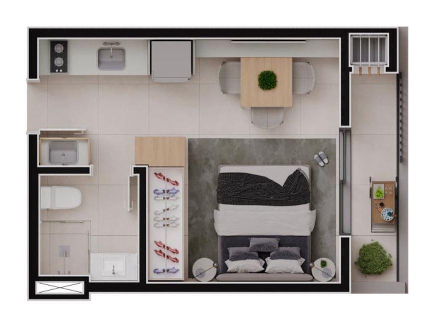 Studio à venda, 27 m² por R$ 393.300 - Alto da Glória