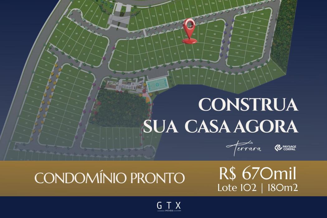 TERRENO EM CONDOMÍNIO - 179,48m² Terrara - Condomínio Clube Pilarzinho - Pronto para Construir