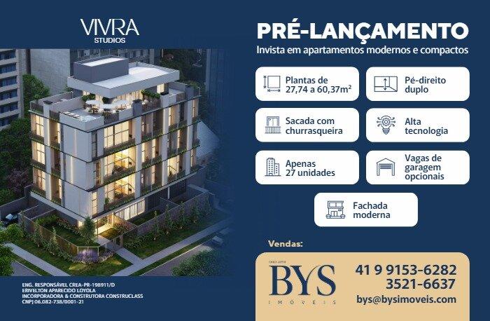 STUDIO com 1 dormitório à venda com 27.44m² por R$ 392.392,00 no bairro Hugo Lange - CURITIBA / PR