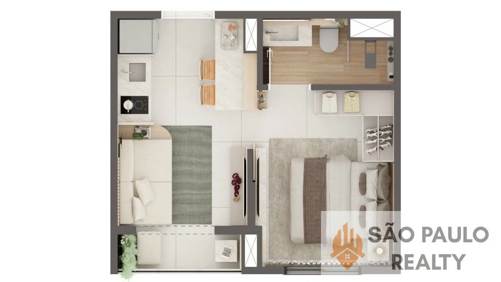 Apartamento 1 dormitório 24m² com varanda e lazer completo em Pinheiros próximo ao metrô Faria Lima com opção HIS - Entrega: Agosto de 2028