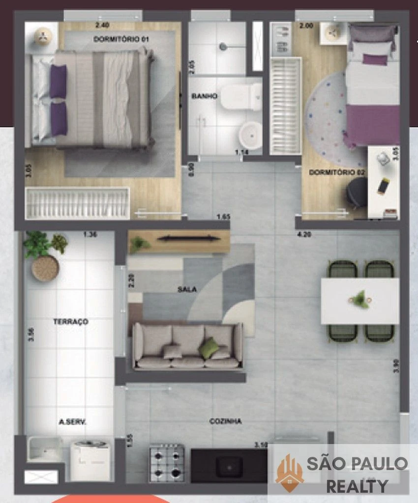 Apartamento 2 dormitórios 35 a 44 m² com terraço e lazer completo no Sacomã - Zona Sul SP I Entrega: Agosto de 2028