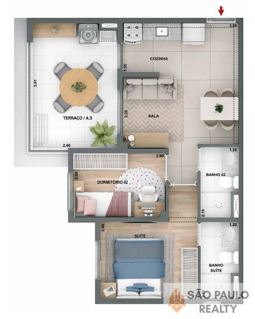 Apartamentos 1 e 2 dormitórios 28 a 52m² com varanda e suíte no Carrão próximo metrô e Shopping Aricanduva com rooftop - Entrega: Julho de 2029