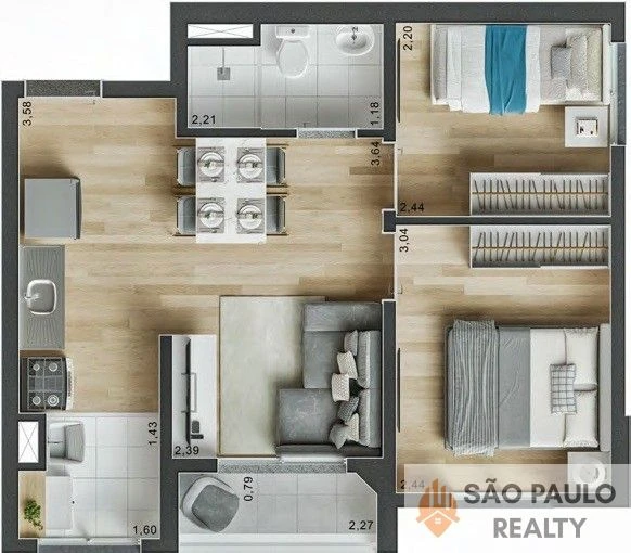 Apartamento 1 e 2 dorms com terraço 28 a 39m², lazer completo e rooftop no Brás, a 10 min da Estação Brás I Entrega: Maio de 2028
