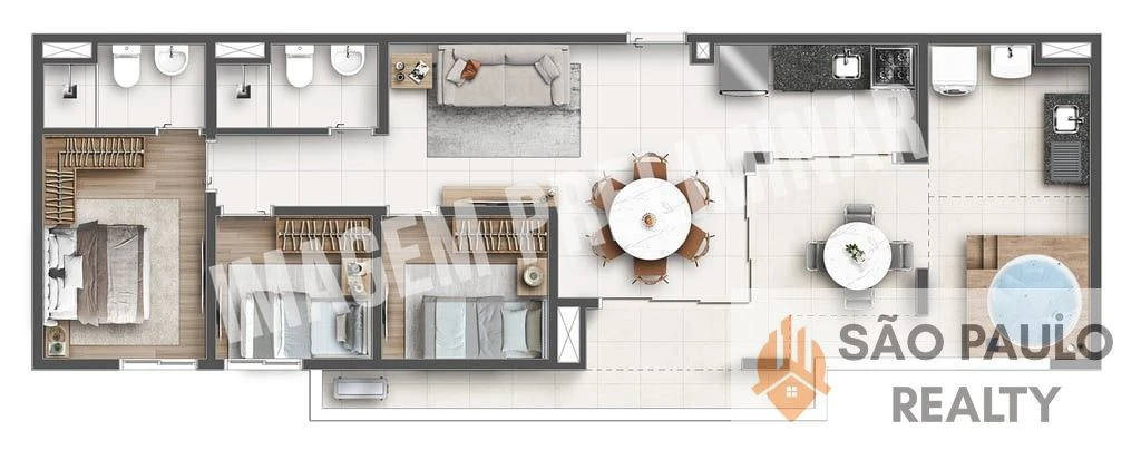 Apartamento - 3 Dorm, sacada e garagem. I 65,20m² | Lazer Completo - Entrega: Junho de 2028 - Apenas 02 quadras do metrô Guilhermina-Esperança.