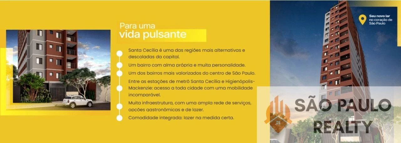 Apartamento Santa Cecília 24 a 41m² | 1 e 2 Dorms | Lazer no Rooftop | Ao Lado do Metrô I Entrega: Junho de 2028