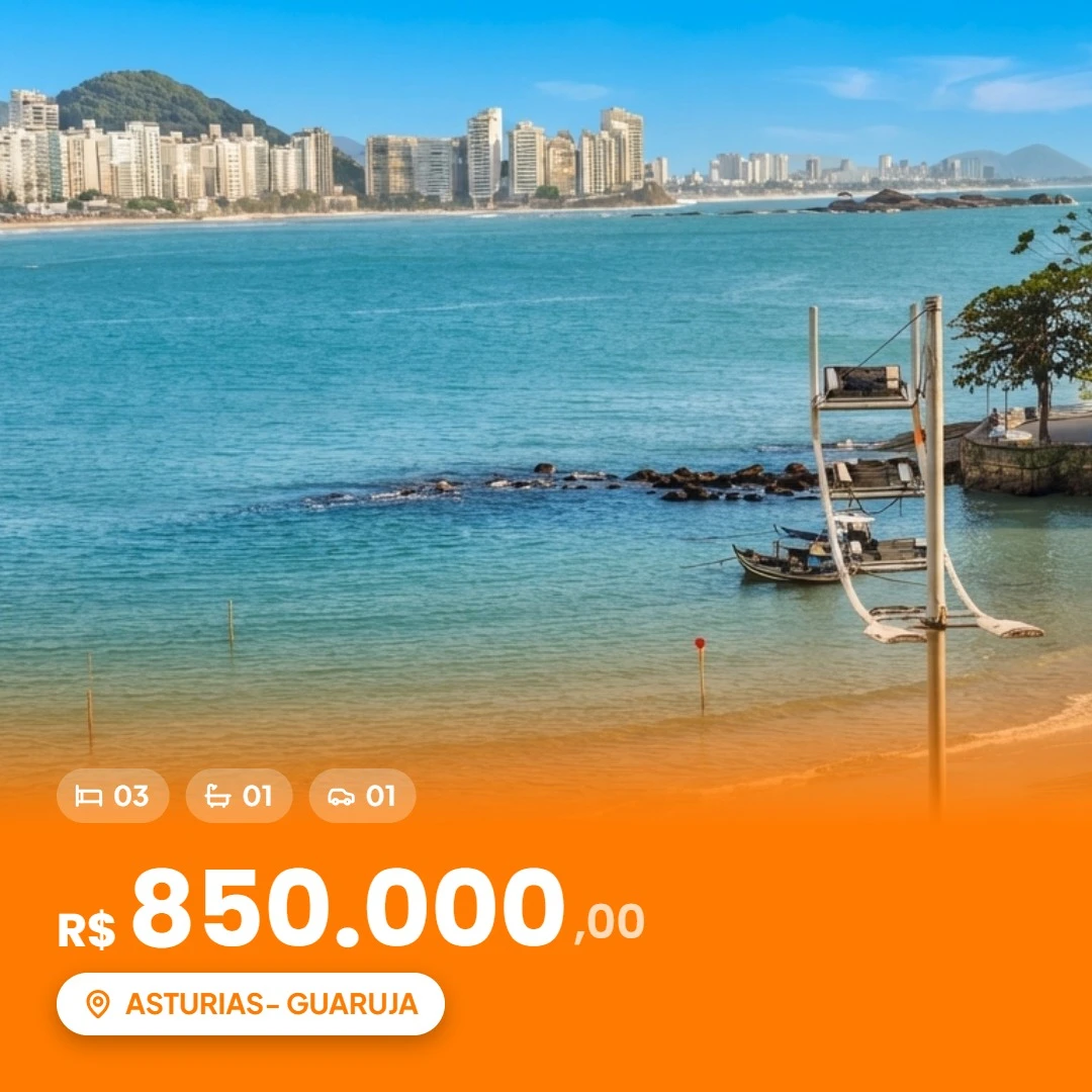 Apartamento Frente Mar à Venda na Praia das Astúrias Guarujá | 3 Dormitórios e Vista Panorâmica
