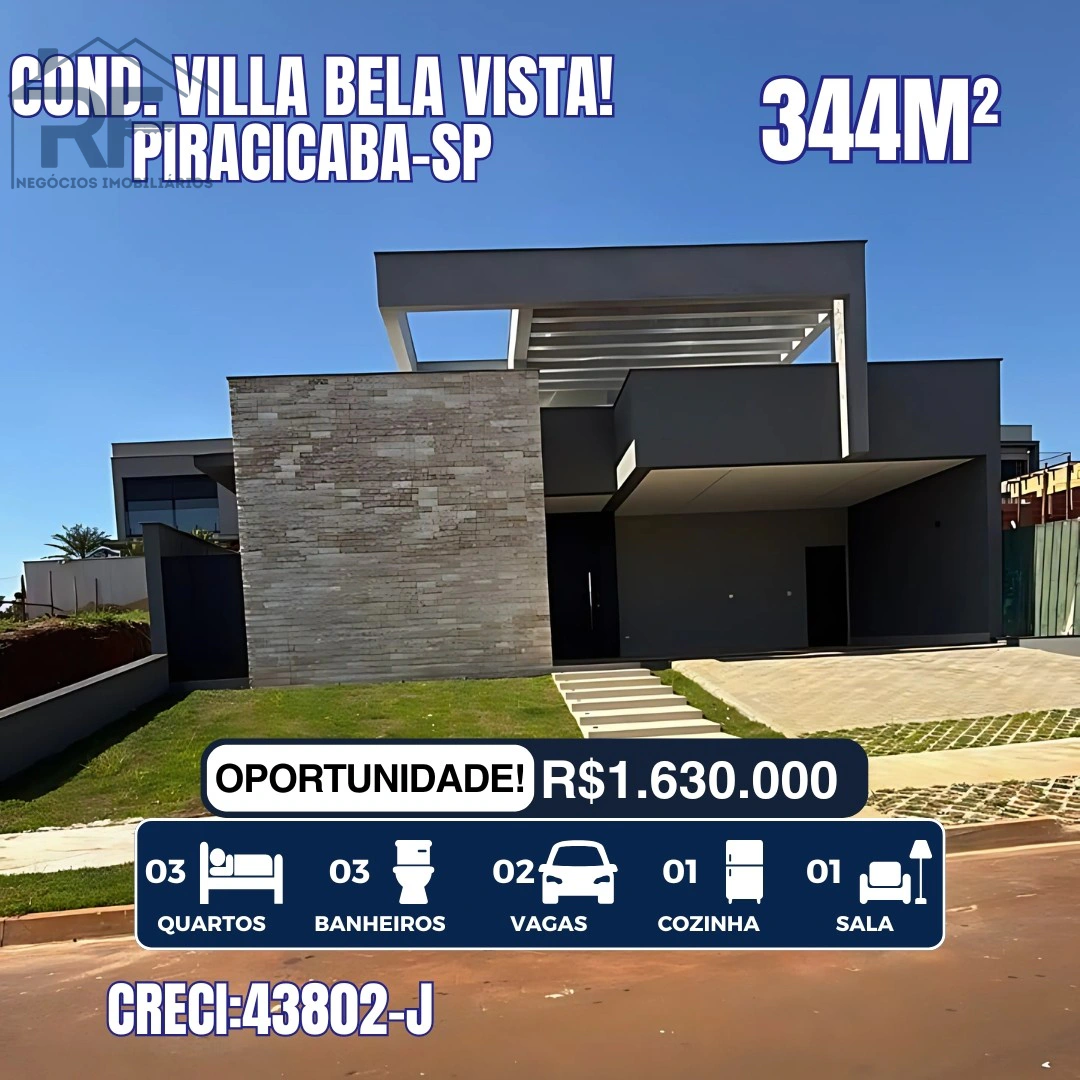 Condomínio Fechado para Venda em Piracicaba, SANTA ROSA, 3 dormitórios, 3 suítes, 4 banheiros, 2 vagas