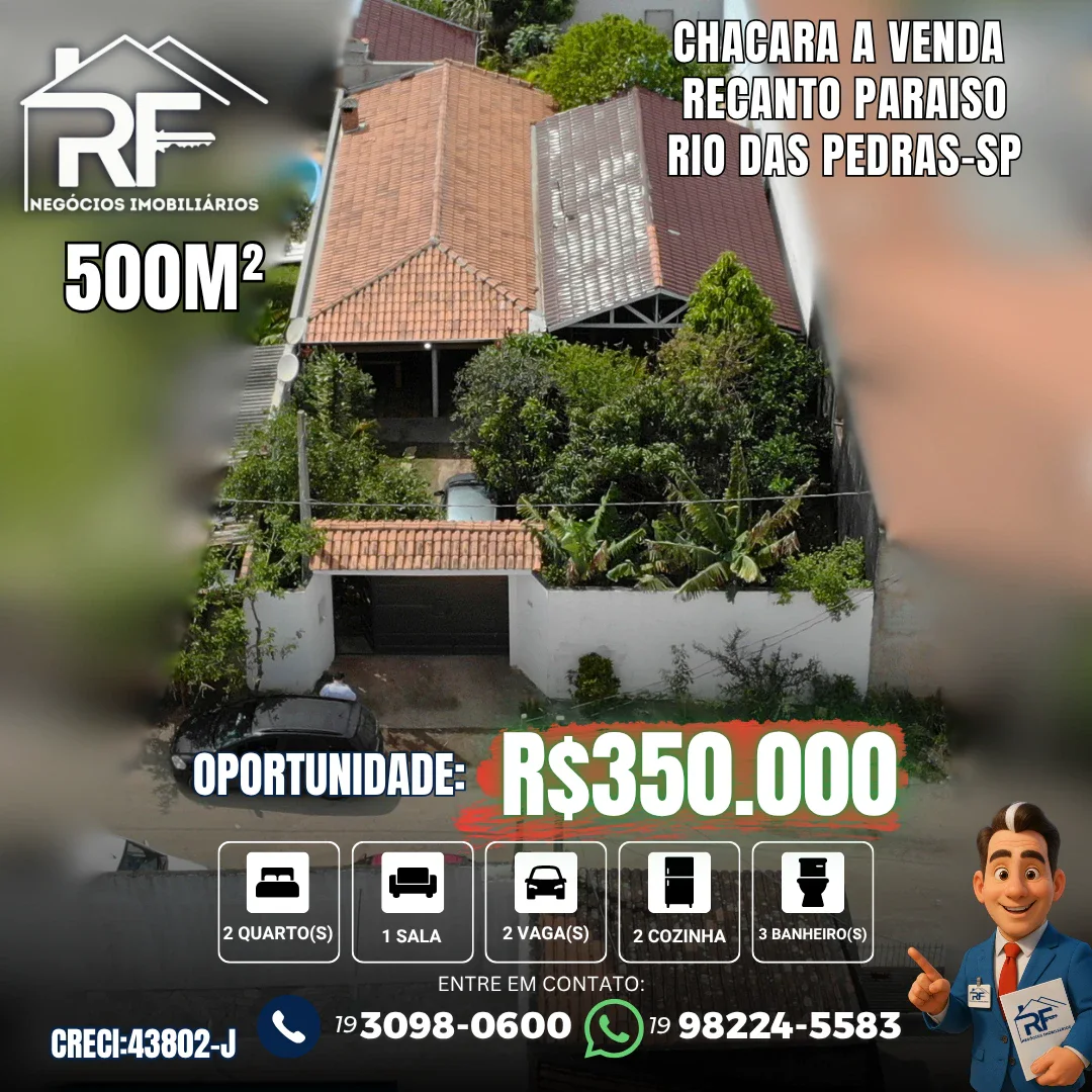 CHACARA A VENDA RECANTO PARAISO!