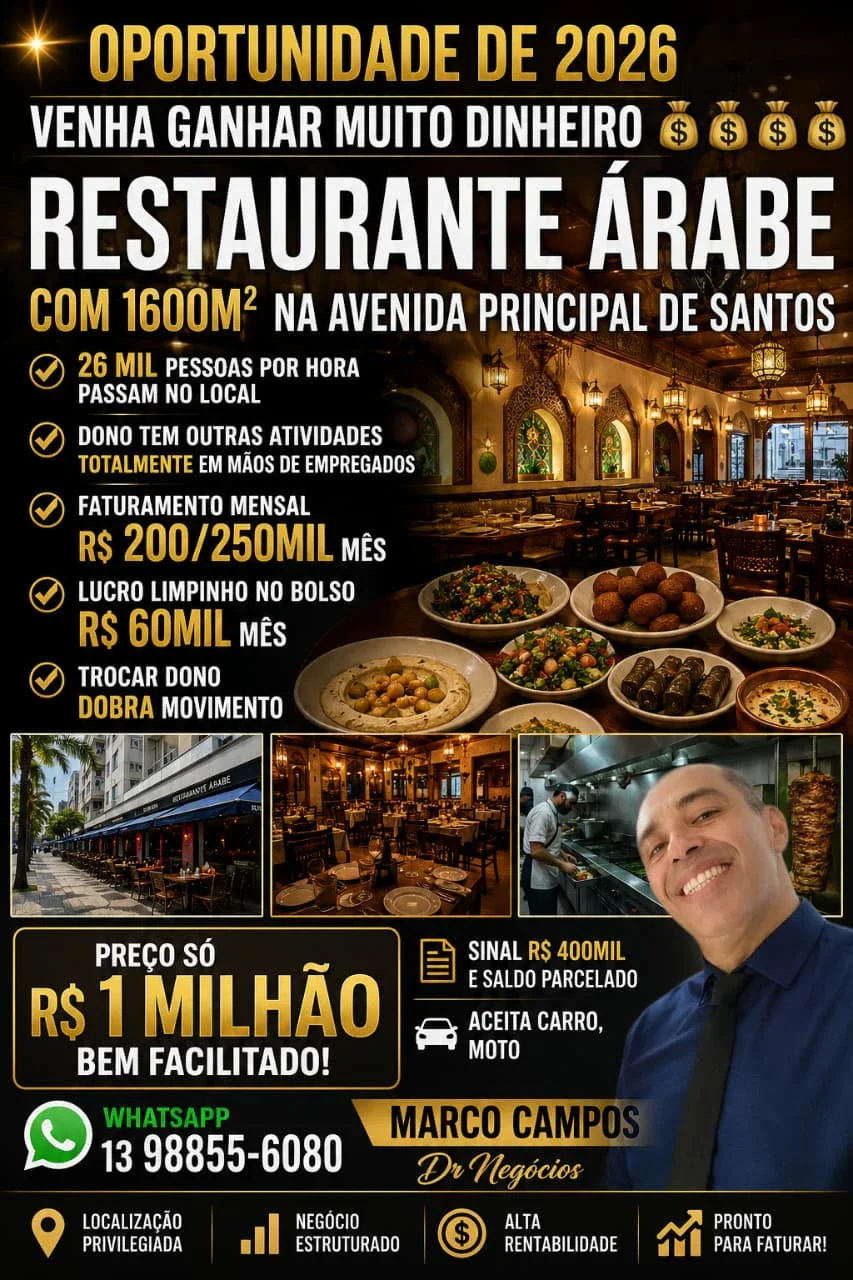 RESTAURANTE ÁRABE A VENDA