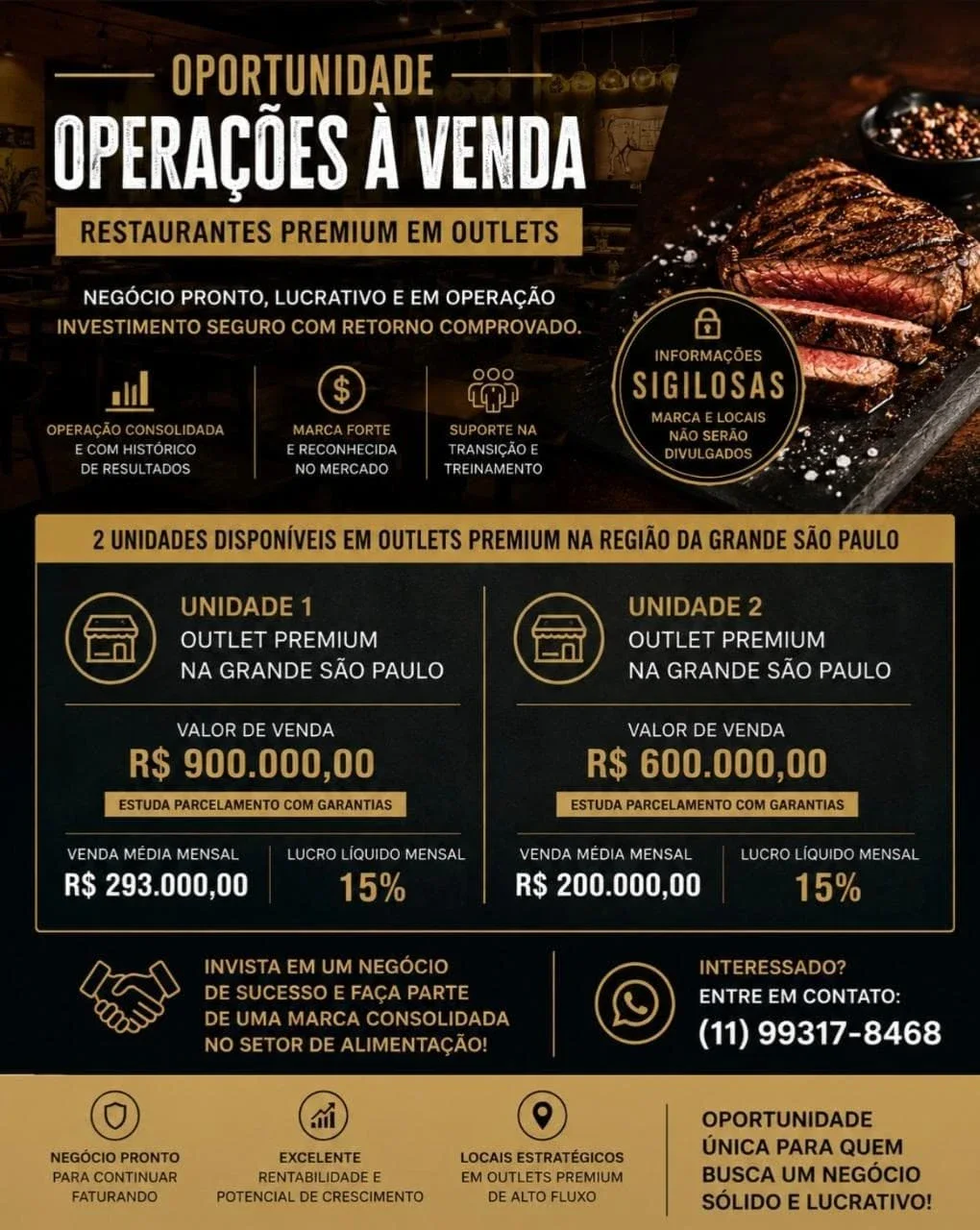 RESTAURANTES OUTLETS A VENDA