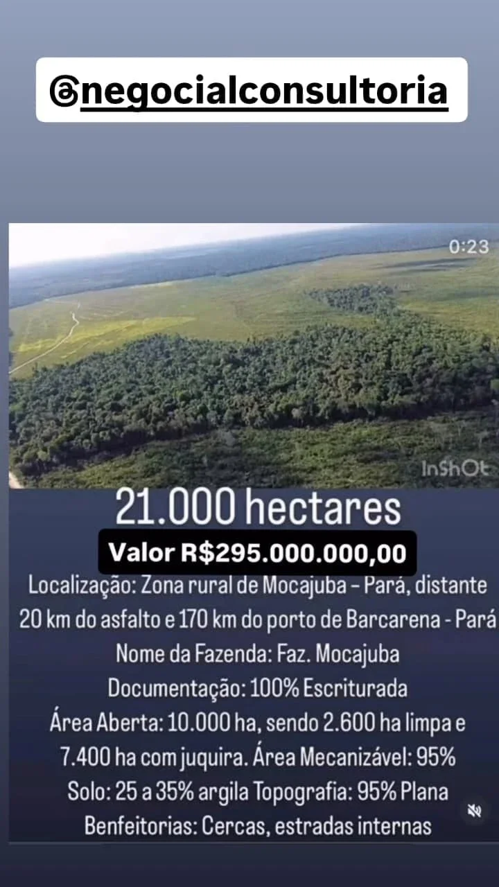 FAZENDA À VENDA EM MOCAJUBA