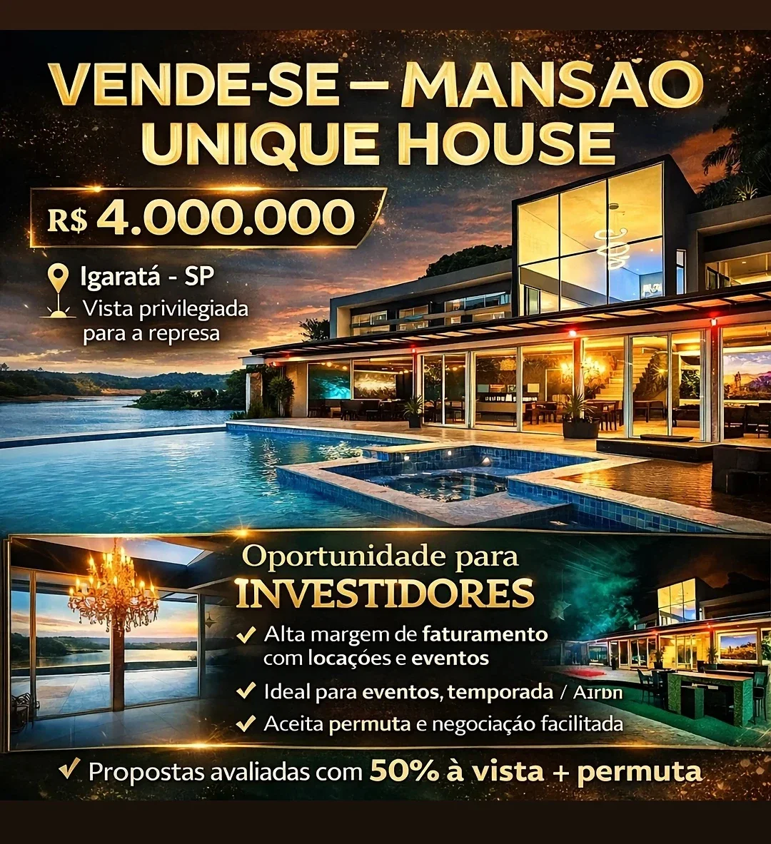 MANSÃO UNIQUE HOUSE À VENDA EM IGARATÁ