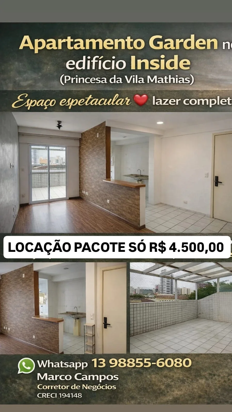 APARTAMENTO GARDEN PARA LOCAÇÃO