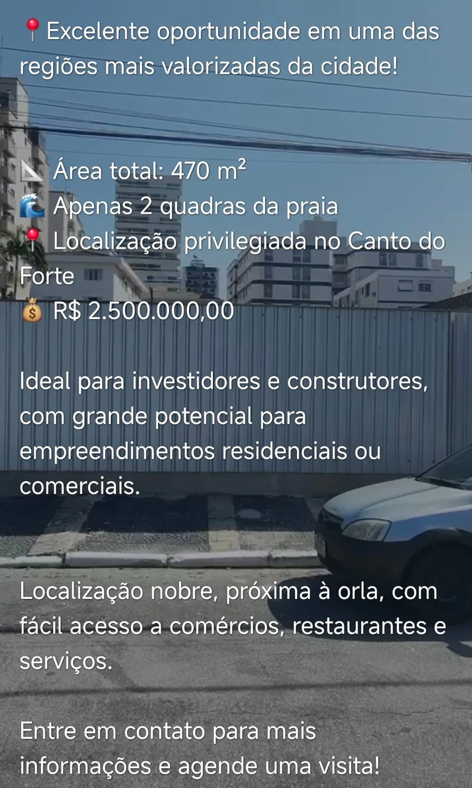 TERRENO 470 M² À  VENDA NO CANTO DO FORTE 