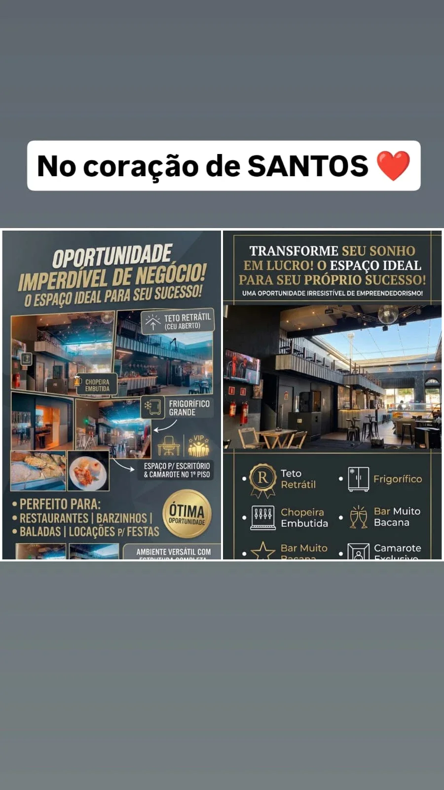 OPORTUNIDADE! EXCELENTE PONTO COMERCIAL NO CORAÇÃO DE SANTOS À VENDA