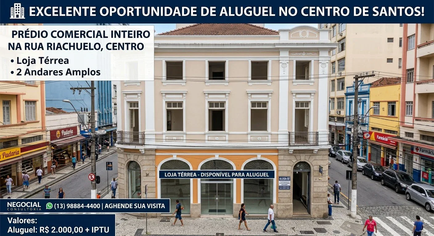 EXCELENTE OPORTUNIDADE PRÉDIO COMERCIAL PARA LOCAÇÃO EM SANTOS 