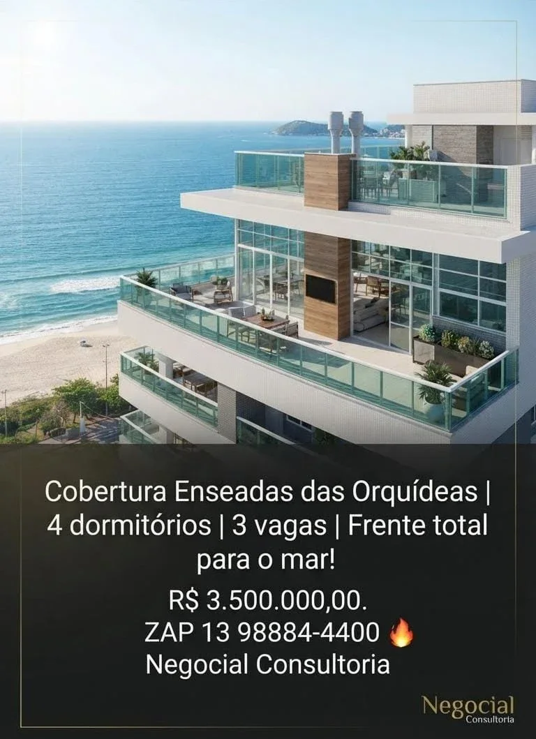 Oportunidade Espetacular à Venda Cobertura na Enseada das Orquídeas 258m²