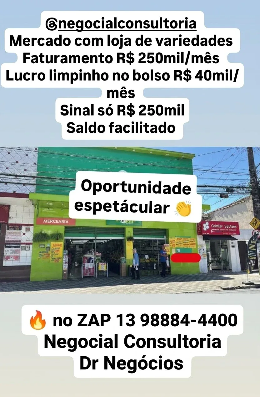 Mercado com Loja de variedades à venda em Santos