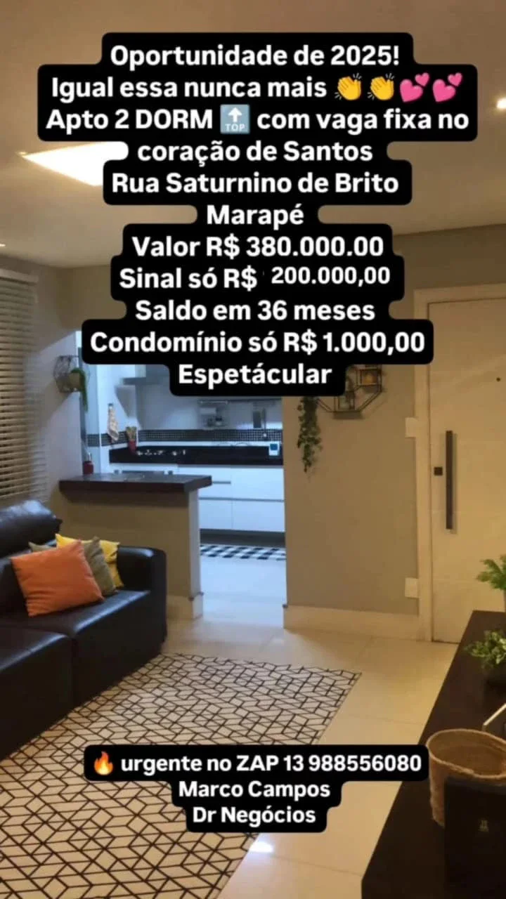 Apartamento 2 dormitórios- Marapé / Santos