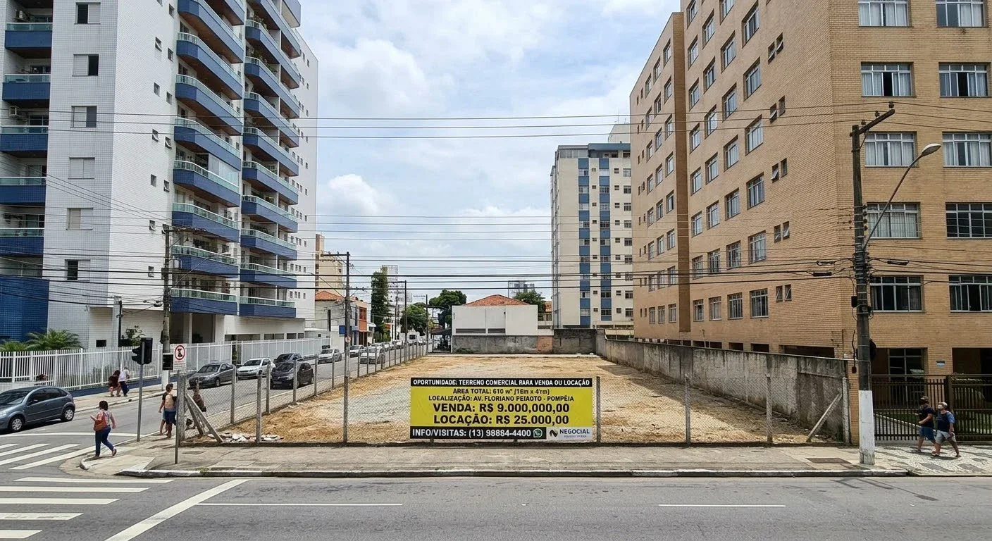 Terreno Comercial à Venda ou Para Locação 610m² - Pompéia - Santos/SP