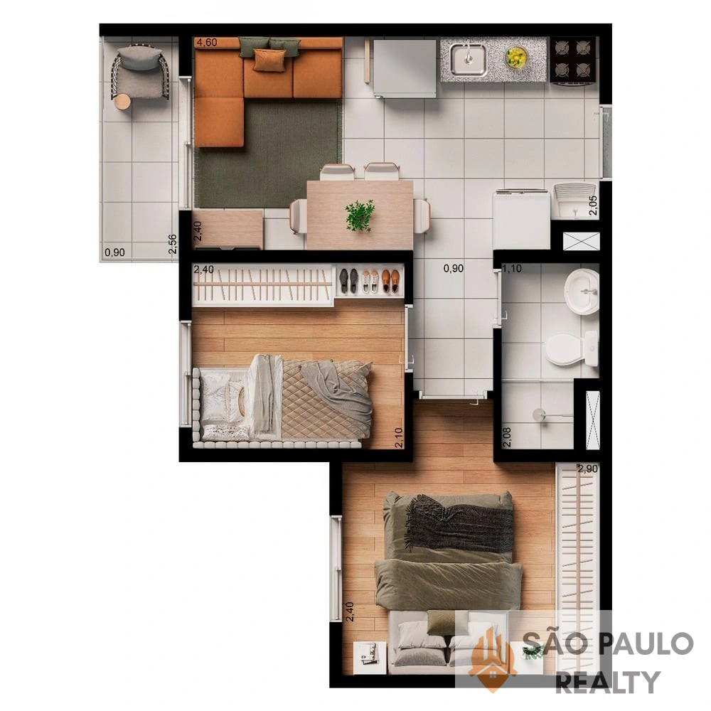Apartamento 2 Dormitórios com Varanda 34 a 37m² ao Lado do Metrô Santos-Imigrantes | Lazer de Clube | Alto do Ipiranga - Entrega: Dezembro de 2026